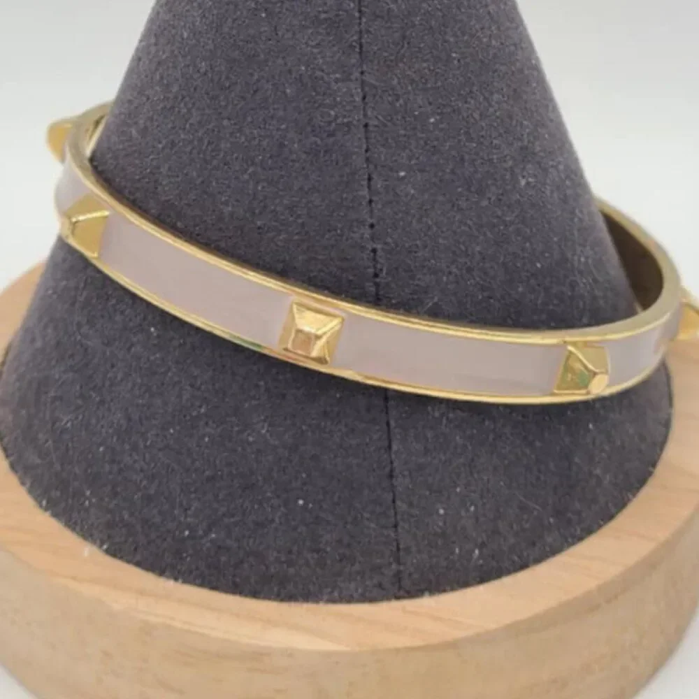 J Crew Taupe Enamel Studded Gold Tone Bangle NWOT